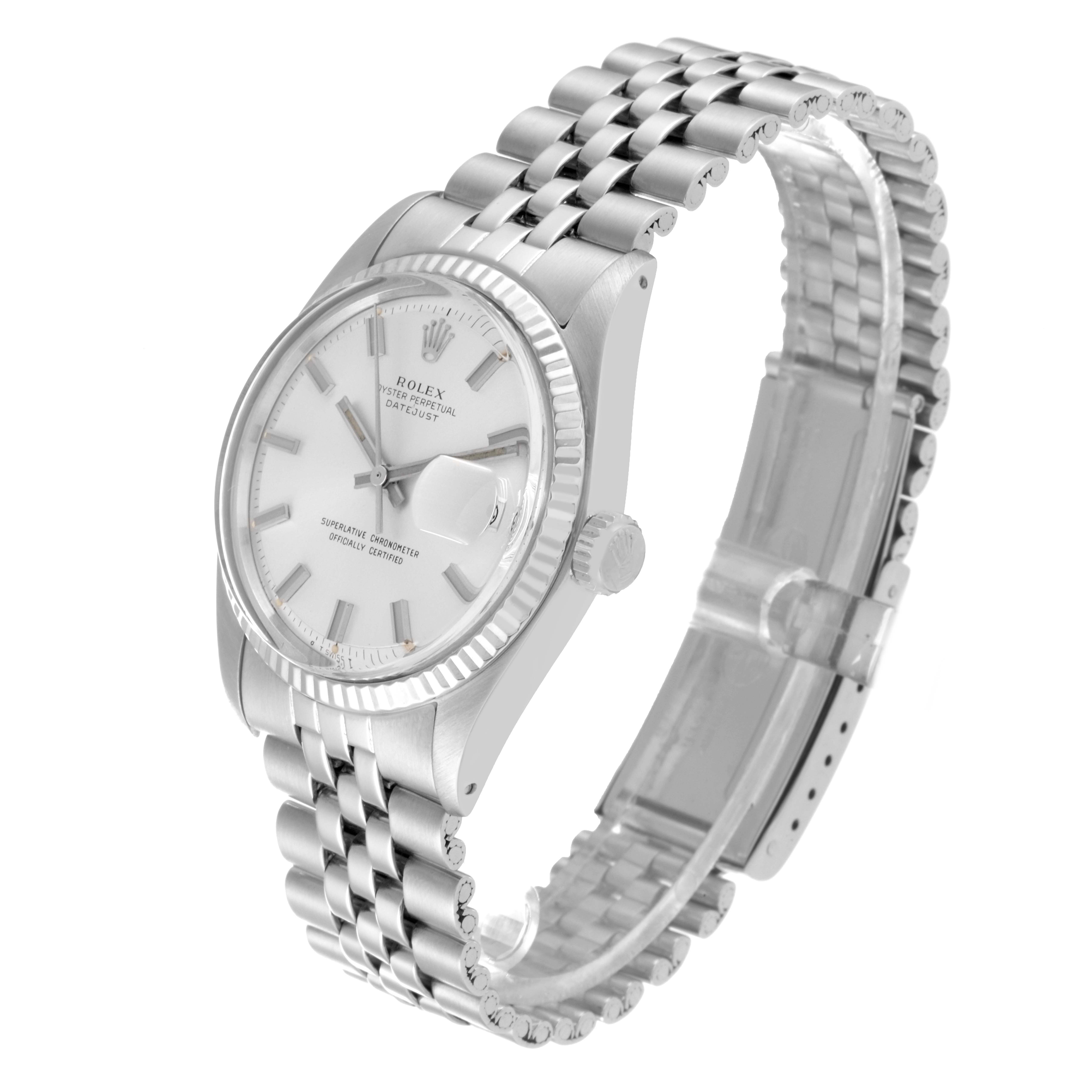 The image shows a Rolex Vintage Collection 1601 Men's Stainless Steel Silver Dial 1601 Men's Stainless Steel Silver Dial model watch at a three-quarter angle, displaying its face, bezel, crown, and bracelet.