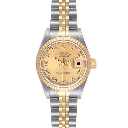 Photo of Rolex Datejust Steel Yellow Gold Champagne Roman Dial Ladies Watch 69173 Papers