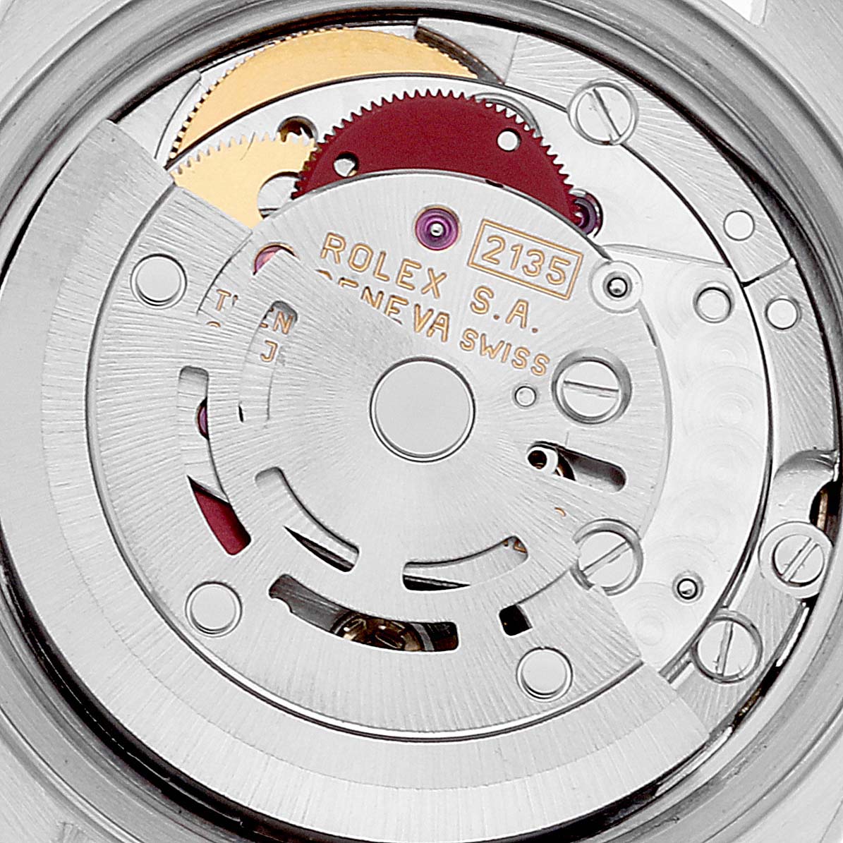 This image shows the internal movement mechanism of a Rolex Datejust 69173 Women's Steel and Gold (two tone) Champagne Dial 69173 Women's Steel and Gold (two tone) Champagne Dial watch model, viewed from the back.