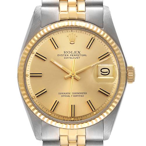 Photo of Rolex Datejust Steel Yellow Gold Wide Boy Sigma Dial Vintage Mens Watch 1601