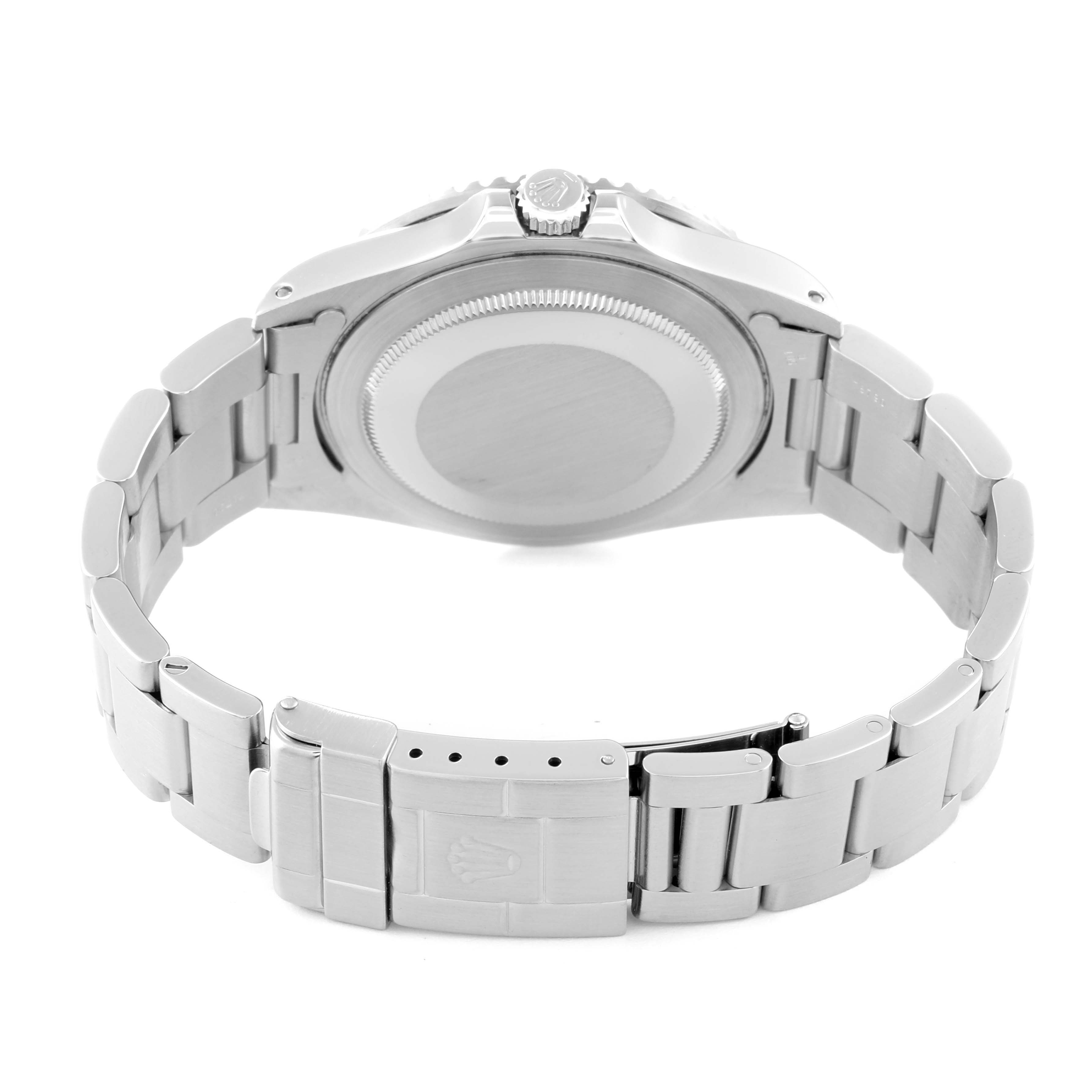 The image shows the back case and bracelet of a Rolex GMT-Master 16700 Men
s Stainless Steel Black Dial 16700 Men
s Stainless Steel Black Dial watch from a rear angle.