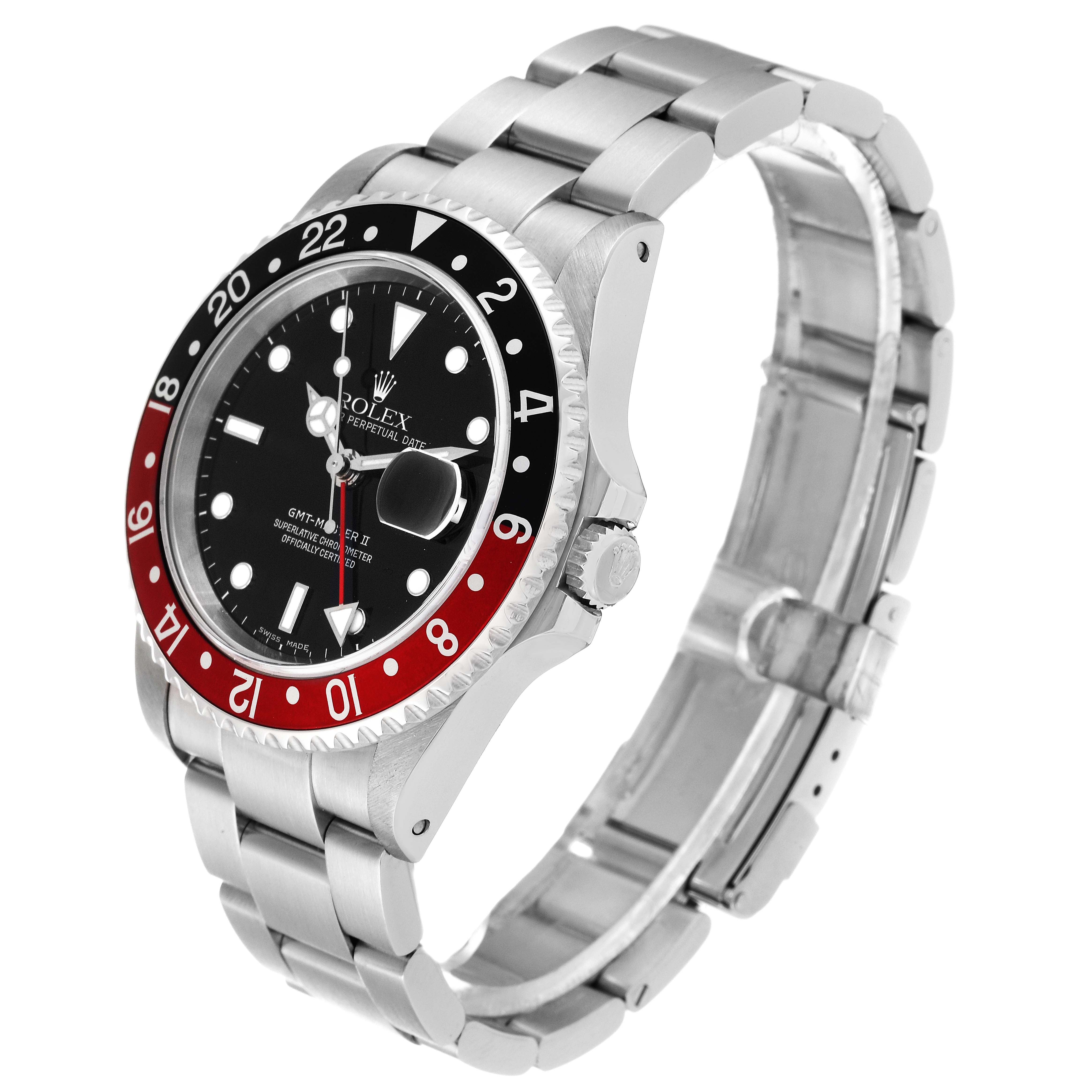 The image displays a side and front angle of the Rolex GMT-Master 16710 Men's Stainless Steel Black Dial 16710 Men's Stainless Steel Black Dial watch, highlighting its bezel, dial, and bracelet.