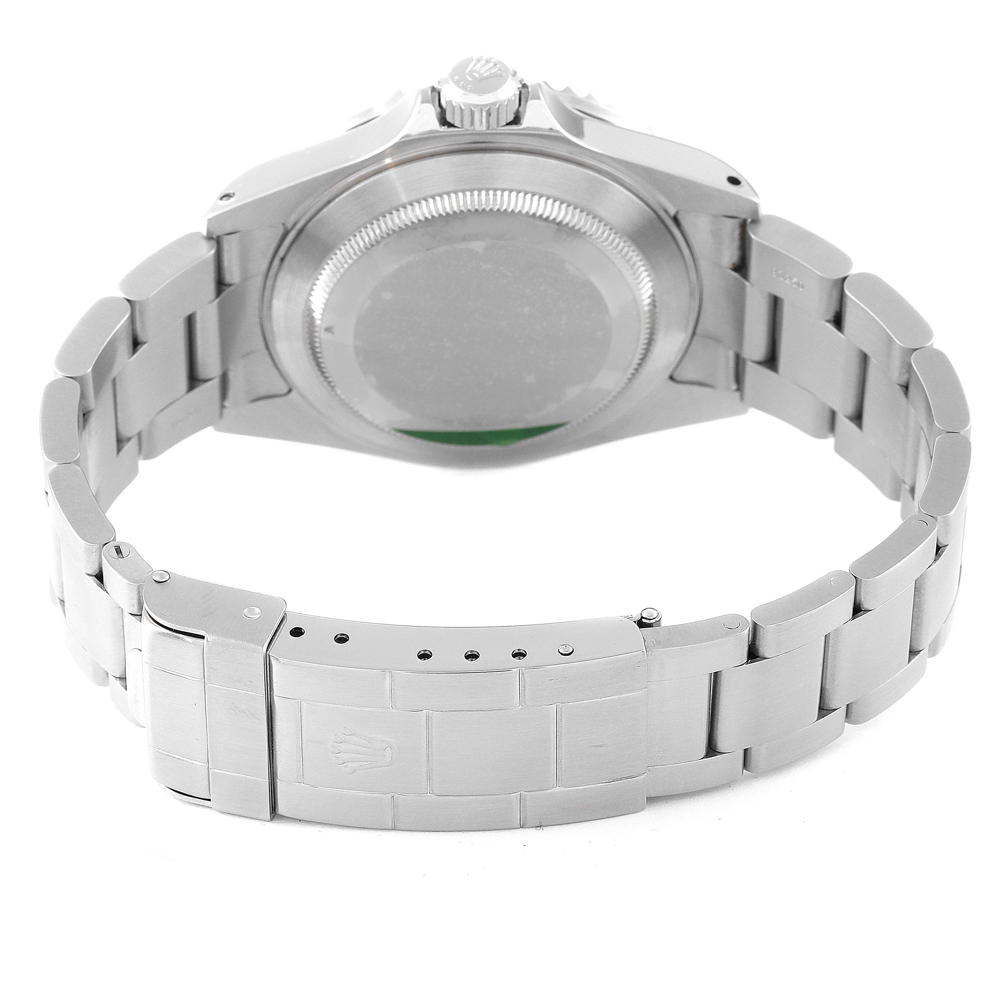 The image shows the back view and bracelet of the Rolex Submariner 16610 Men
s Stainless Steel Black Dial 16610 Men
s Stainless Steel Black Dial watch with the clasp and case back visible.