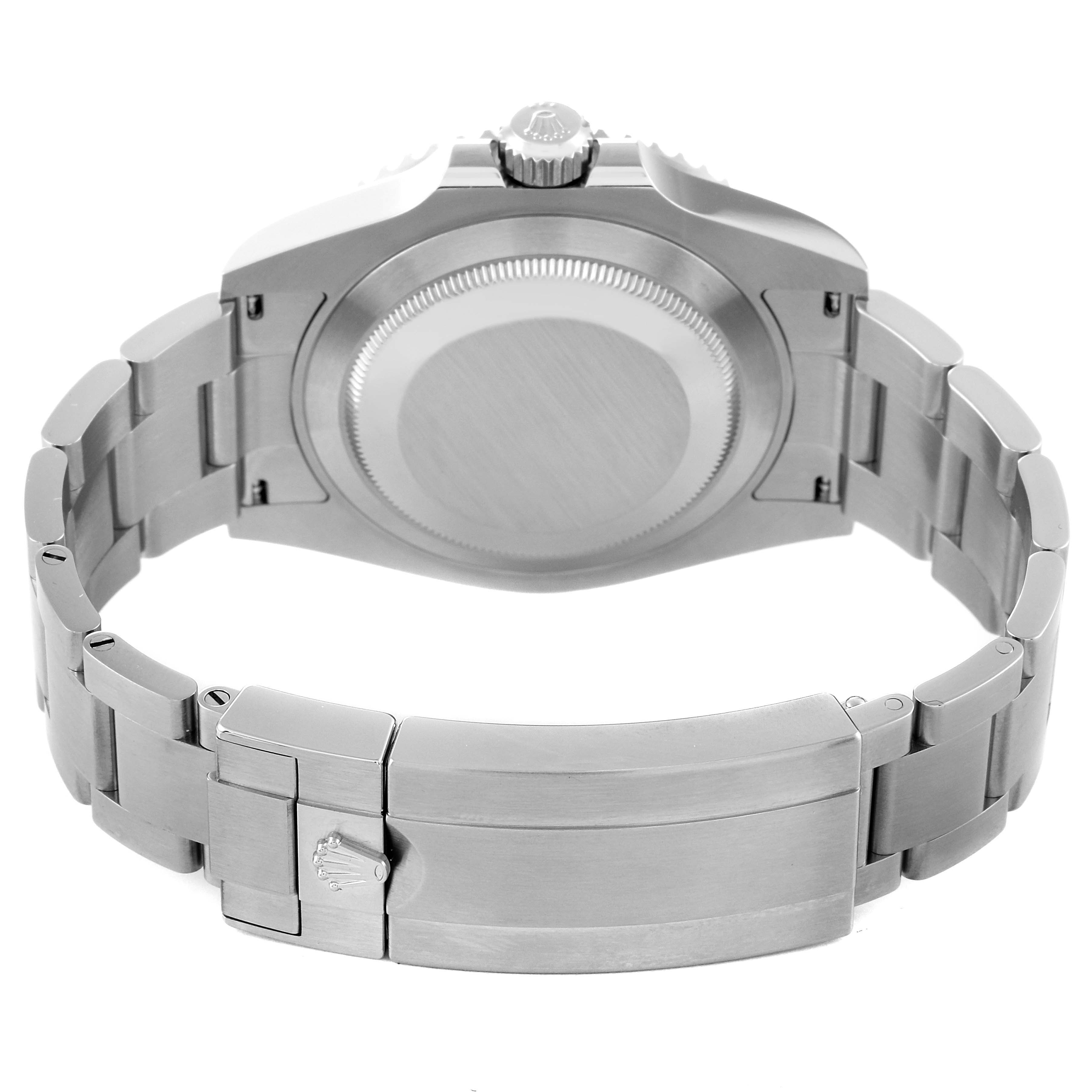 The image shows the back view of a Rolex Submariner 126610LV Men
s Stainless Steel Black Dial 126610LV Men
s Stainless Steel Black Dial watch, including the case back, bracelet, and clasp.