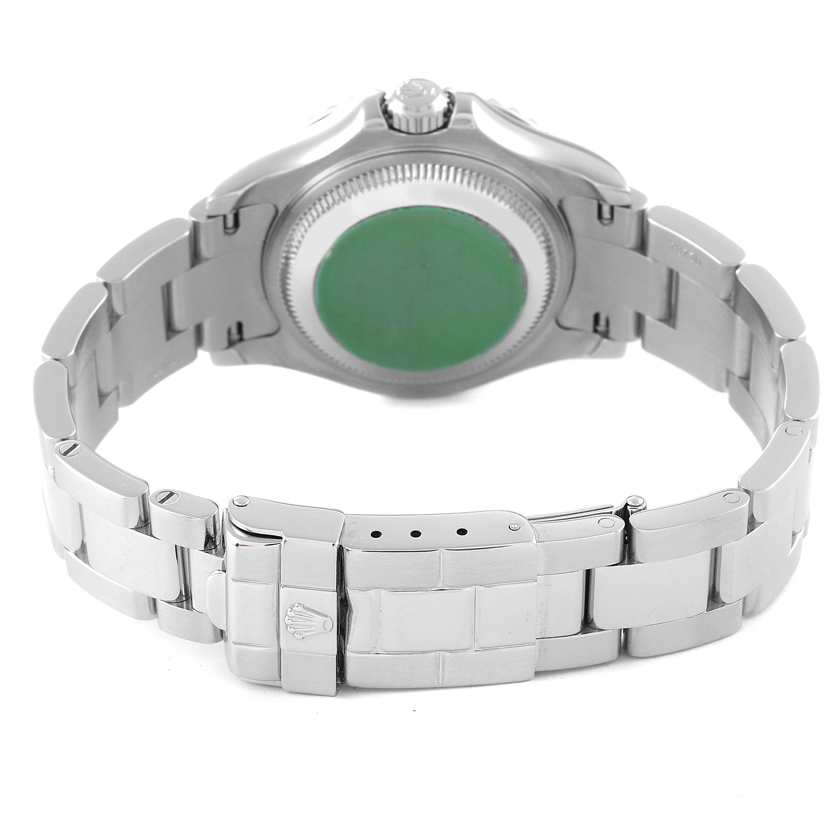 The image shows the back view of a Rolex Yacht-Master 169622 Women's Stainless Steel Silver Dial 169622 Women's Stainless Steel Silver Dial watch, highlighting its bracelet and clasp.