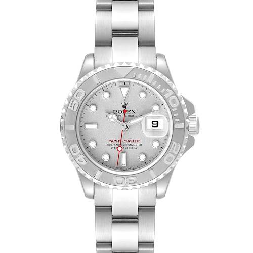 Photo of Rolex Yachtmaster 29 Steel Platinum Dial Bezel Ladies Watch 169622 Box Papers