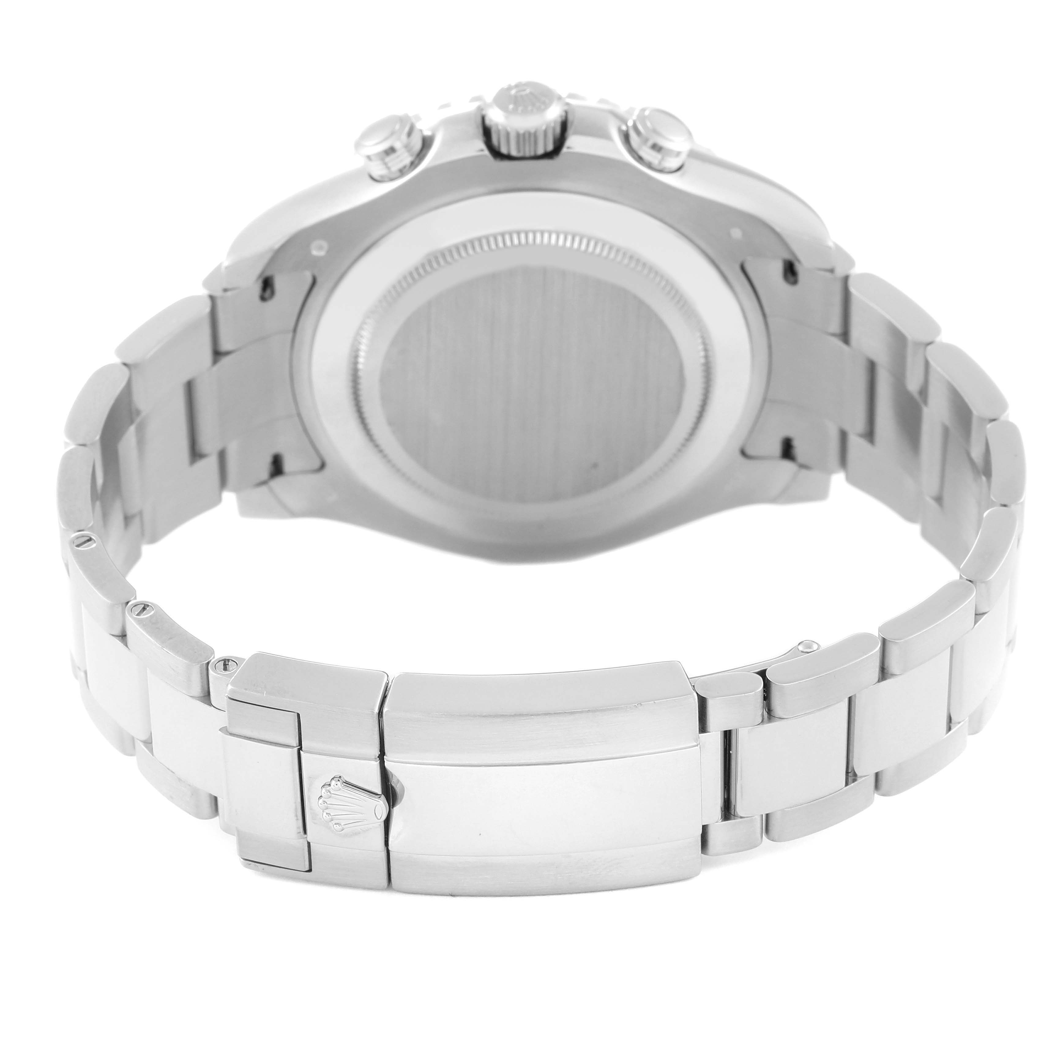 The image shows the backside and bracelet of the Rolex Yacht-Master 116689 Men's White Gold White Dial 116689 Men's White Gold White Dial watch, highlighting the clasp and case back.