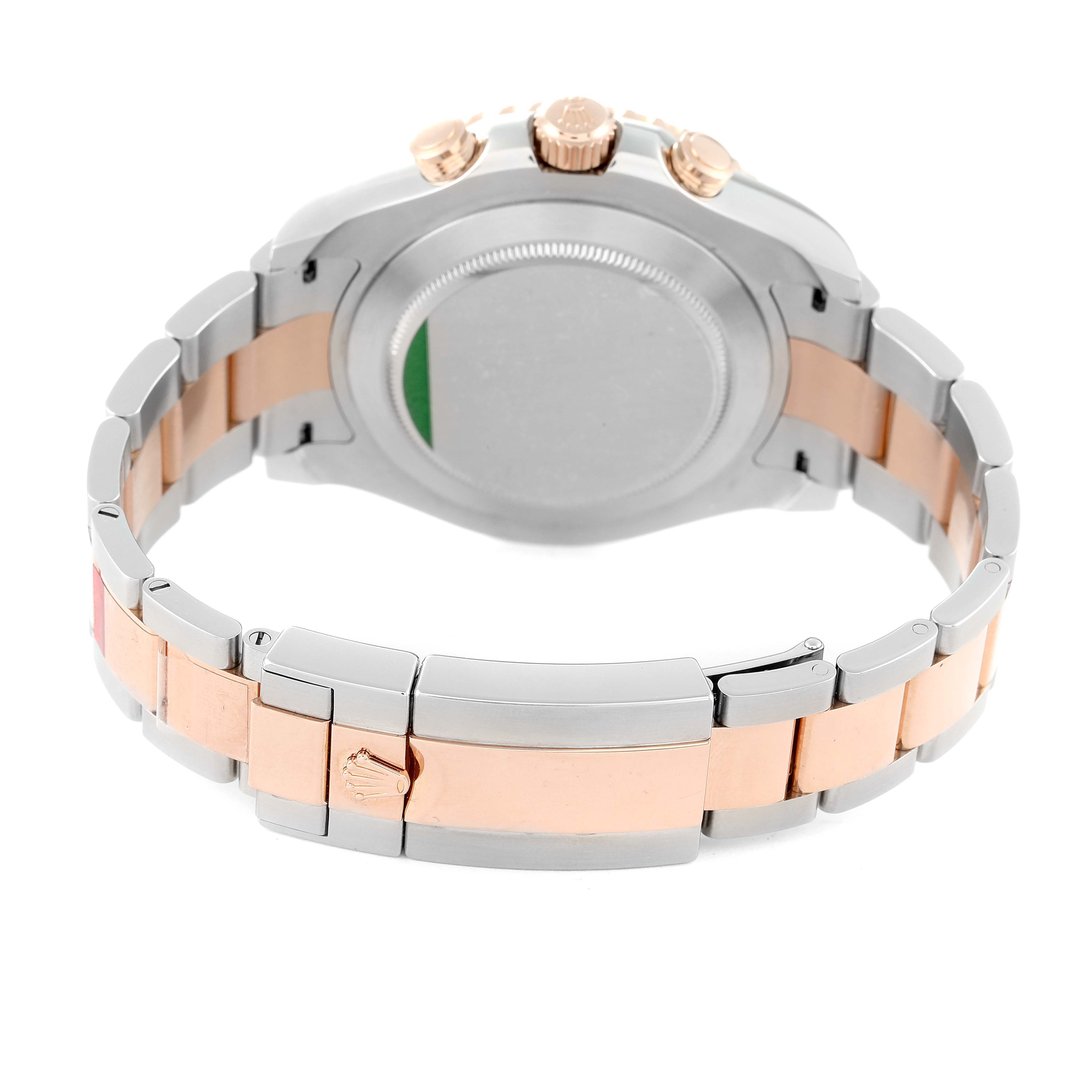 This image shows the back and bracelet of a Rolex Yacht-Master 116681 Men
s Steel and Gold (two tone) White Dial 116681 Men
s Steel and Gold (two tone) White Dial watch, highlighting the clasp and case back.