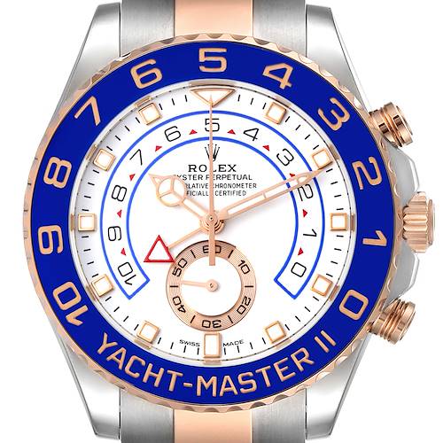Photo of Rolex Yachtmaster II Steel Rose Gold Mercedes Hands Mens Watch 116681 Box Card