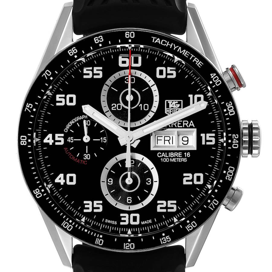 Tag Heuer Carrera Black Dial Chronograph Steel Mens Watch CV2A1R SwissWatchExpo