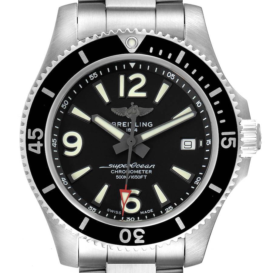 Breitling Superocean 42 Black Dial Steel Mens Watch A17366 Unworn SwissWatchExpo