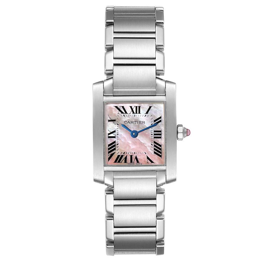 Cartier Tank Francaise Pink Mother of Pearl Steel Ladies Watch