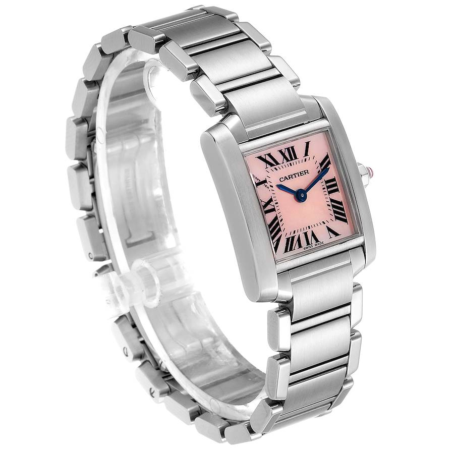 Cartier Tank Francaise Pink Mother of Pearl Steel Ladies Watch