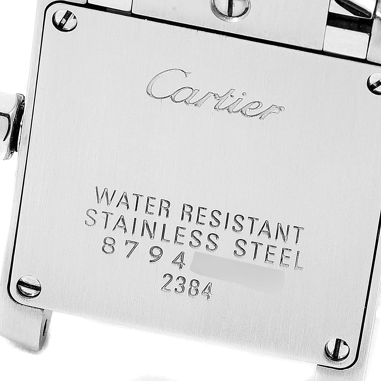 Cartier Tank Francaise Pink Mother of Pearl Steel Ladies Watch W51028Q3 ...