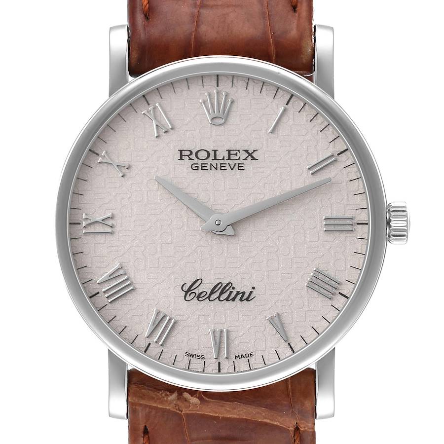 Rolex Cellini Classic White Gold Anniversary Dial Mens Watch 5115 Card SwissWatchExpo