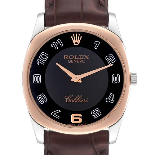 Photo of Rolex Cellini Danaos White Rose Gold Black Dial Mens Watch 4233 Box Card