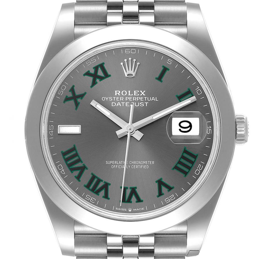 Rolex Datejust 41 Slate Green Wimbledon Dial Steel Mens Watch 126300 Unworn SwissWatchExpo