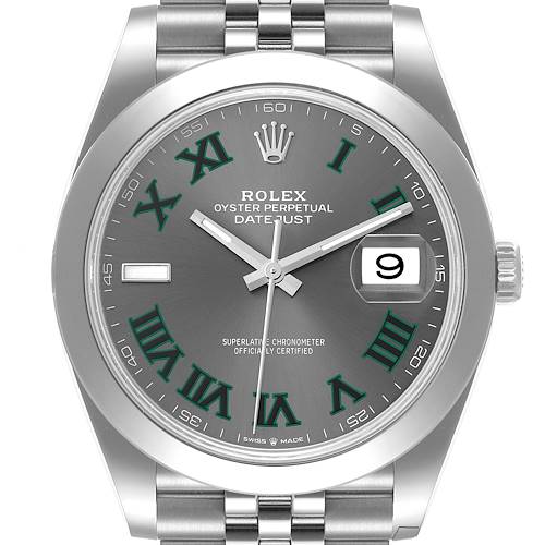 Photo of Rolex Datejust 41 Slate Green Wimbledon Dial Steel Mens Watch 126300 Unworn