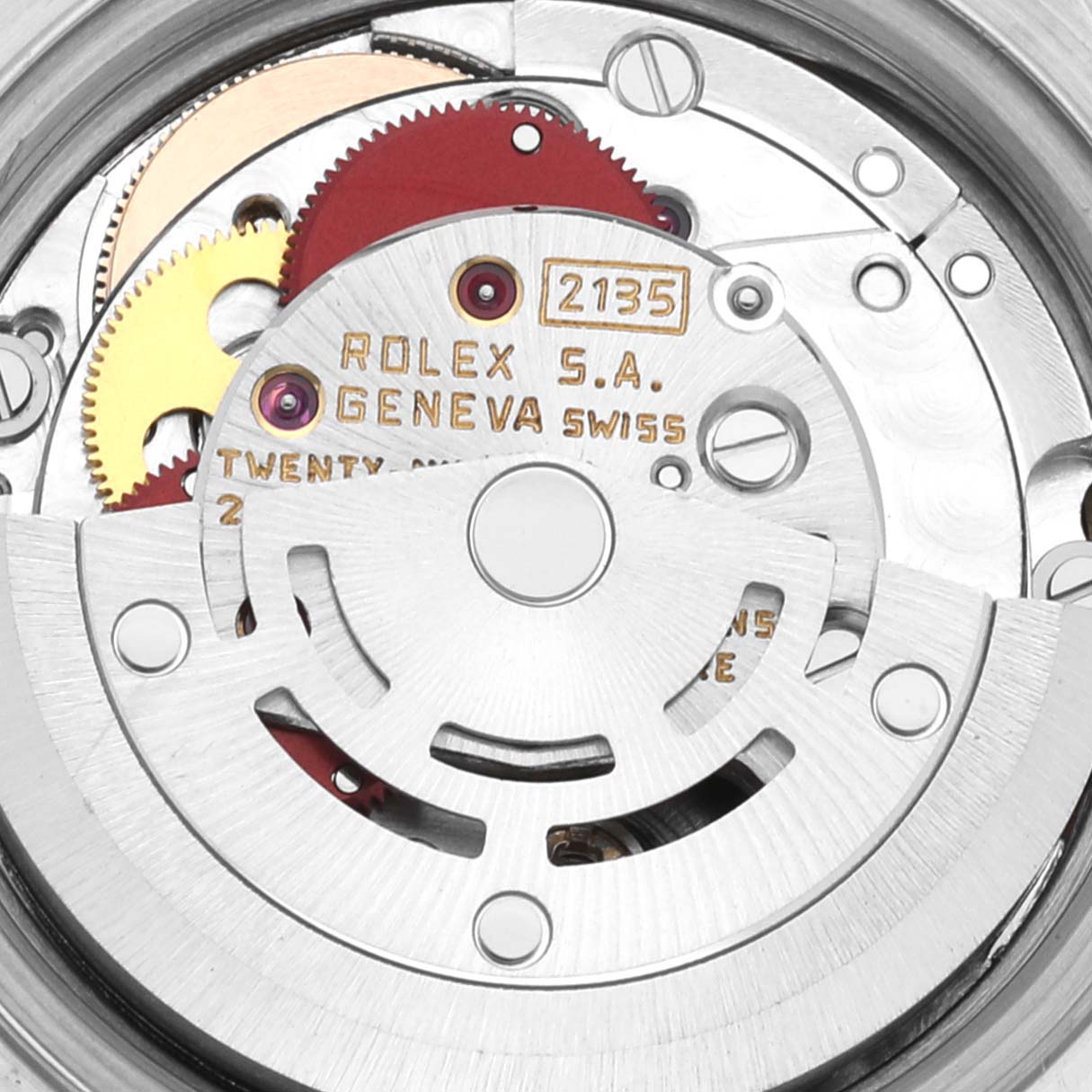This image shows the movement mechanism of the Rolex Datejust 69173 Women's Steel and Gold (two tone) Champagne Dial 69173 Women's Steel and Gold (two tone) Champagne Dial watch from a close-up, top-down angle.