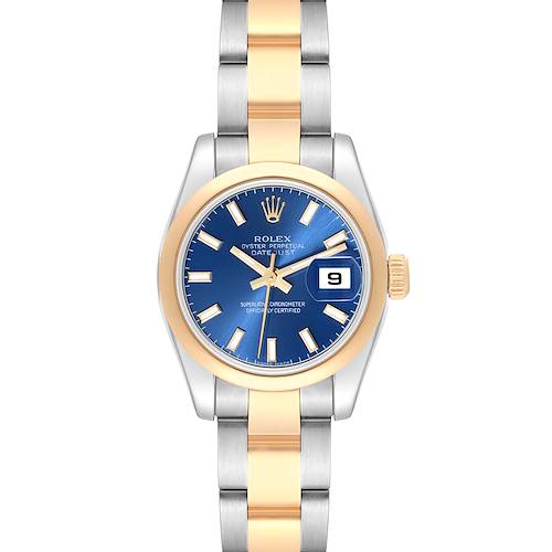 Photo of Rolex Datejust Ladies Steel Yellow Gold Blue Dial Watch 179163