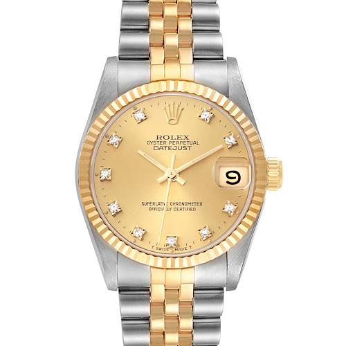 Photo of Rolex Datejust Midsize Diamond Dial Steel Yellow Gold Ladies Watch 68273