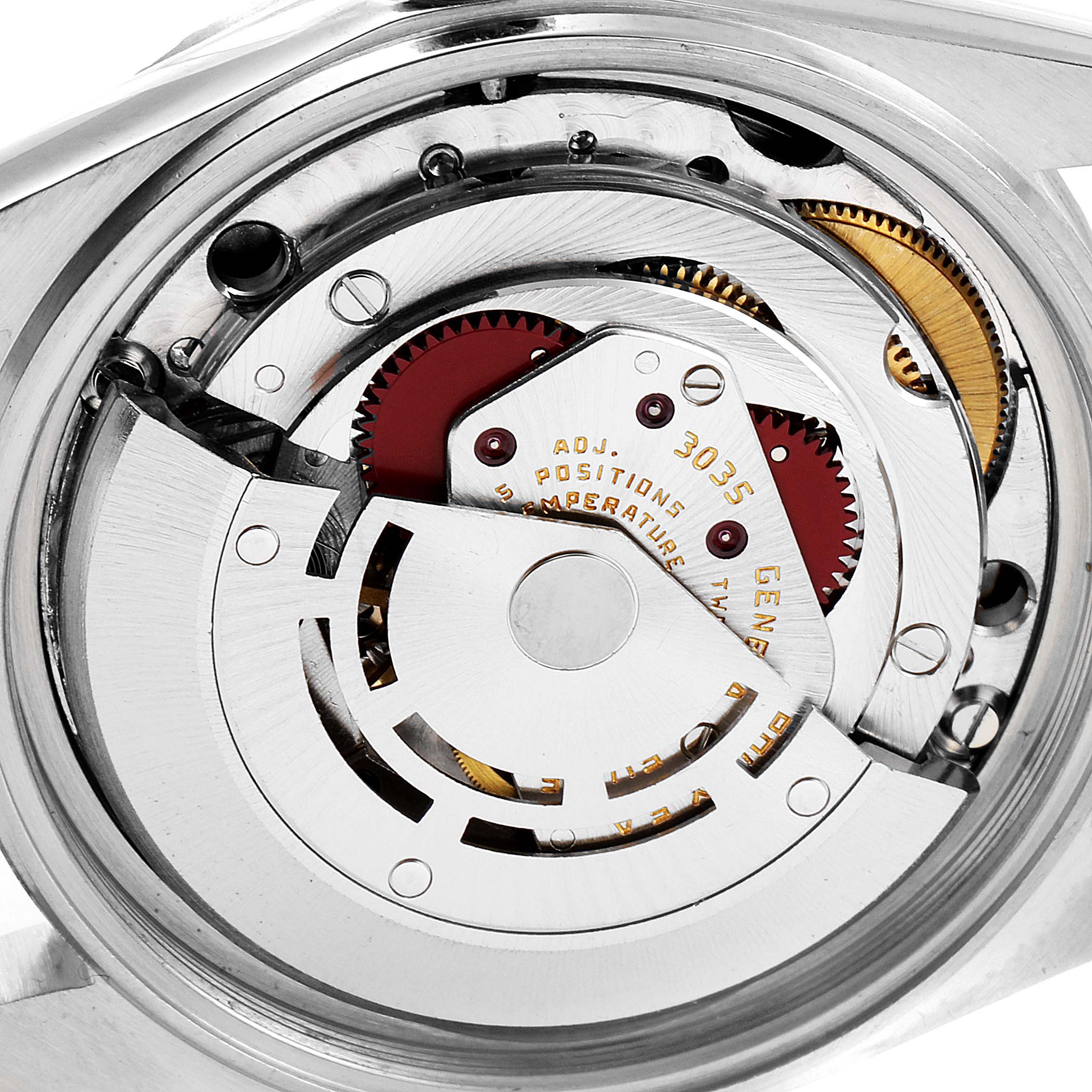 This image shows the movement mechanism of the Vintage Collection model by Rolex from the back.