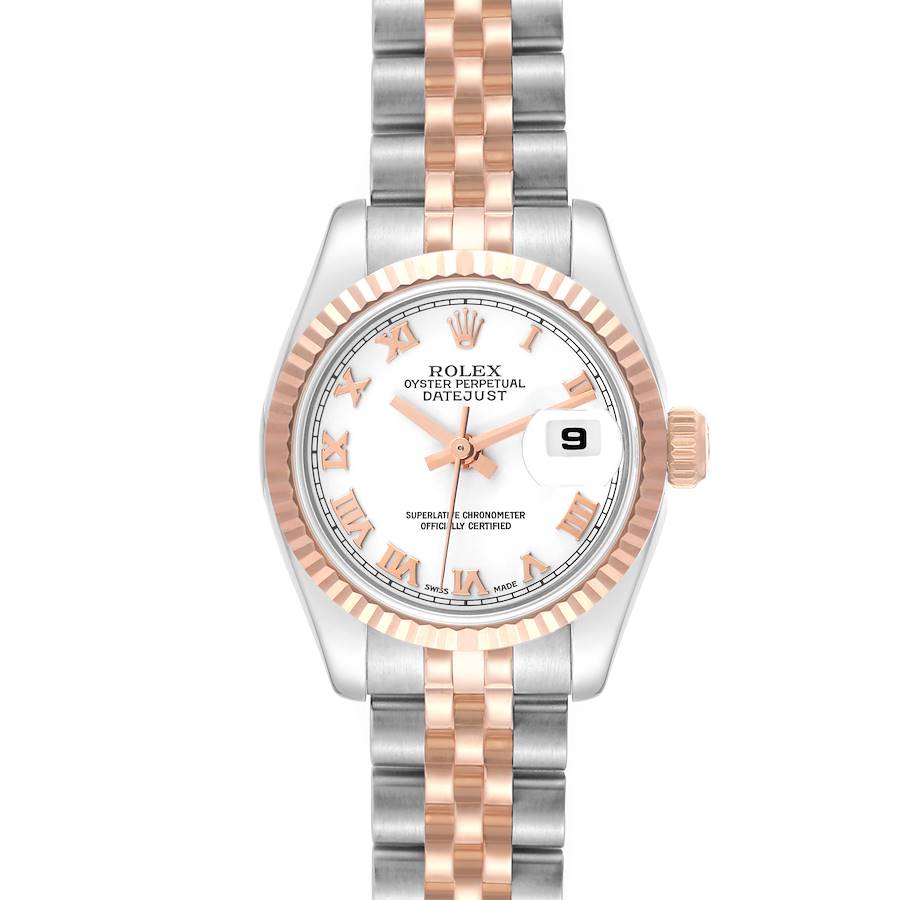 Rolex Datejust Steel Rose Gold White Dial Ladies Watch 179171 SwissWatchExpo