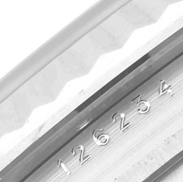 The image shows a close-up of the bezel and reference number (126234) engraved on the case of a Rolex Datejust 126234 Men's Stainless Steel Grey Dial 126234 Men's Stainless Steel Grey Dial watch.