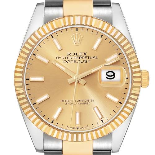 Photo of Rolex Datejust Steel Yellow Gold Champagne Dial Mens Watch 126233 Box Card