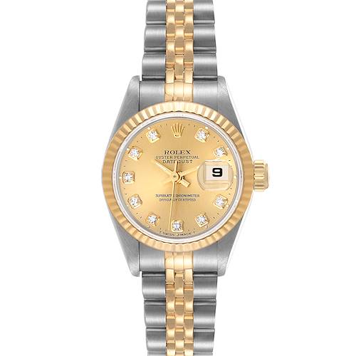 Photo of Rolex Datejust Steel Yellow Gold Champagne Diamond Dial Ladies Watch 69173