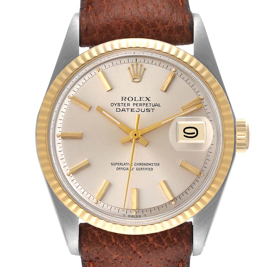 Rolex Datejust Steel Yellow Gold Silver Dial Vintage Mens Watch 1601