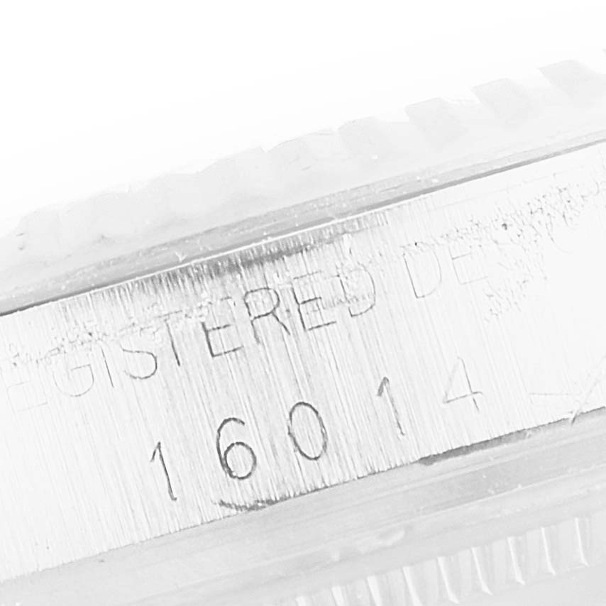 The image shows an angled close-up of the case side and model number engraving for the Vintage Collection model by Rolex.