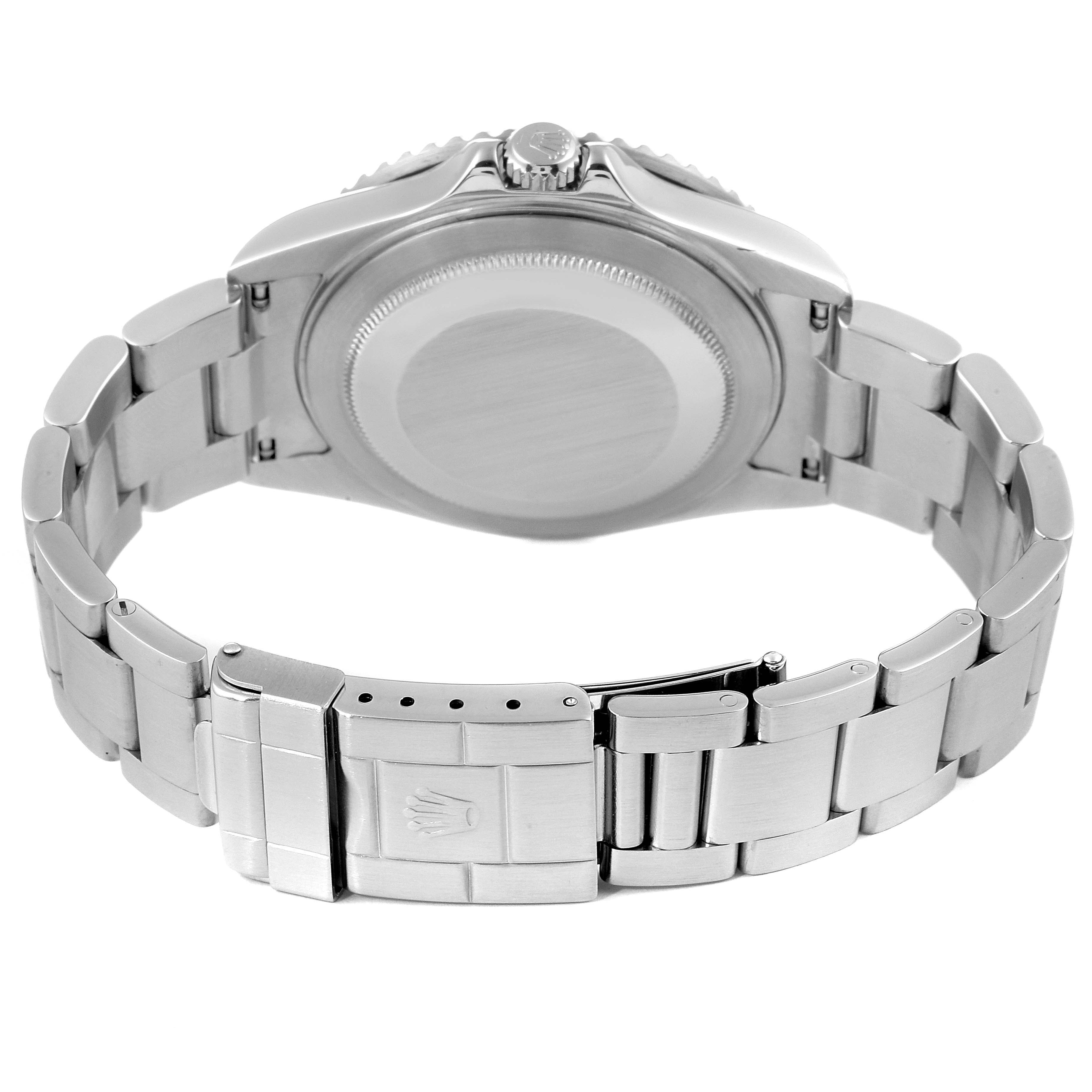 This image shows the back view of a Rolex GMT-Master 16710 Men's Stainless Steel Black Dial 16710 Men's Stainless Steel Black Dial watch, highlighting the case back and bracelet with clasp.