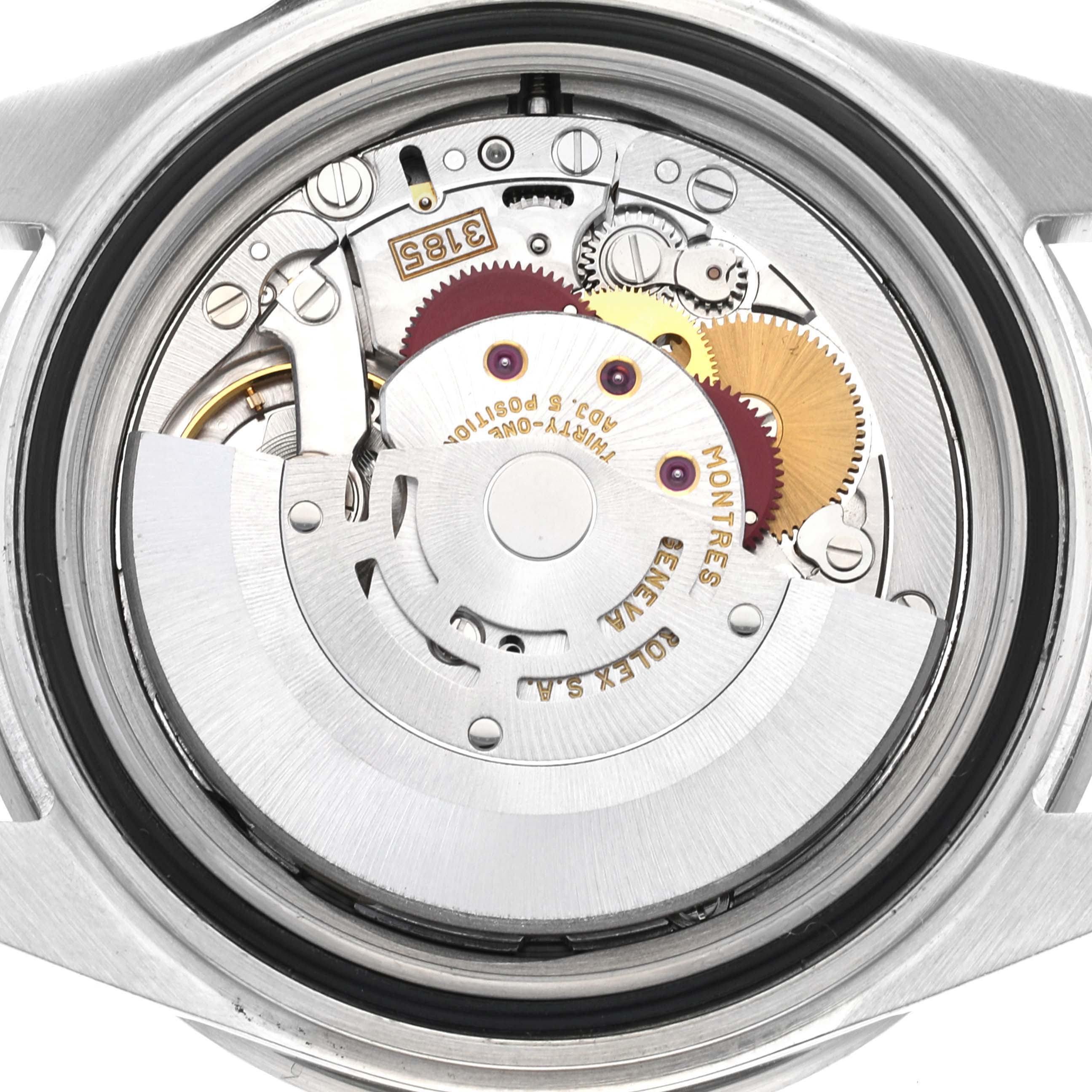 This image shows the internal mechanism and movement of the Rolex GMT-Master 16710 Men's Stainless Steel Black Dial 16710 Men's Stainless Steel Black Dial watch from the back.