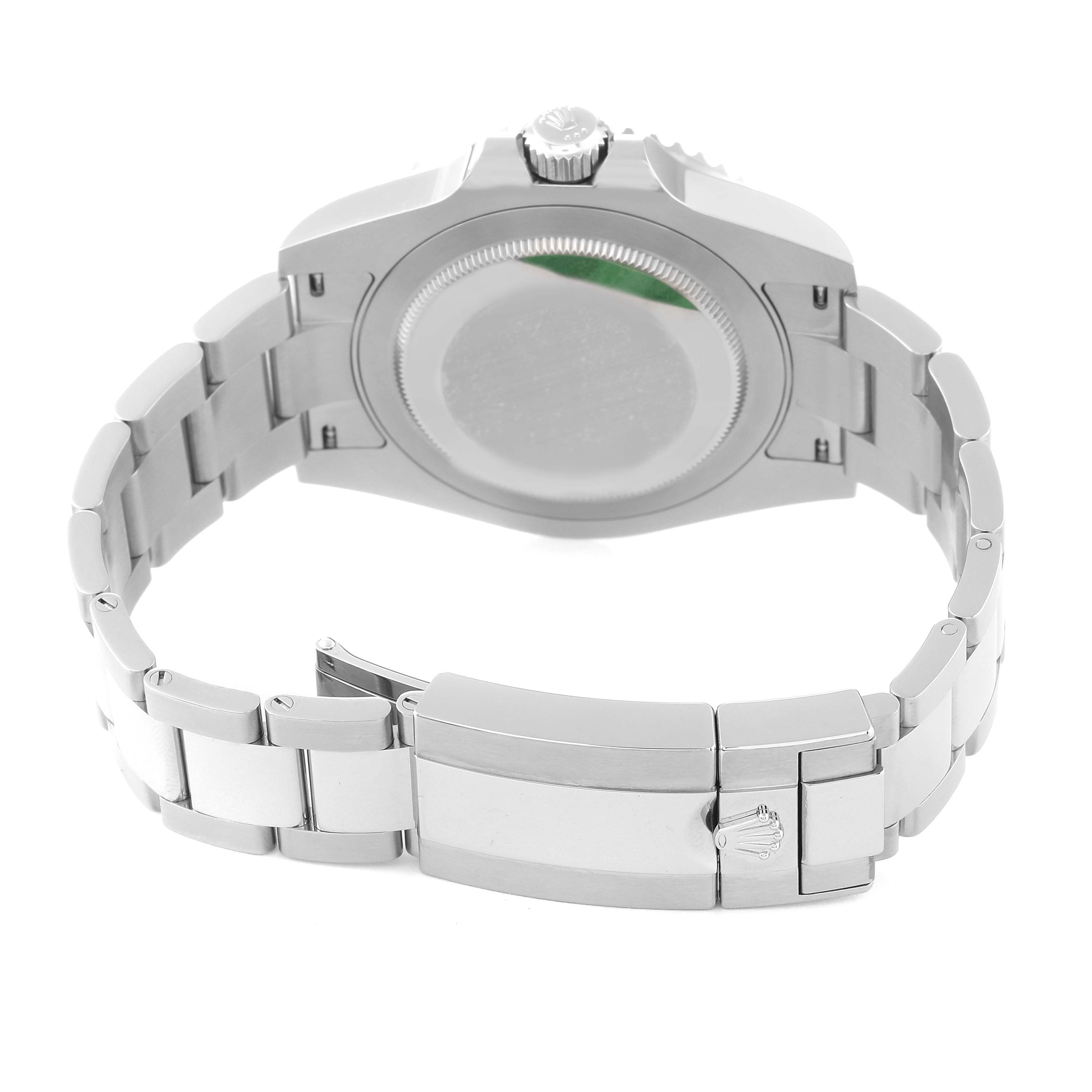 The image shows the backside and clasp of a Rolex GMT-Master 126720VTNR Men's Stainless Steel Black Dial 126720VTNR Men's Stainless Steel Black Dial watch, highlighting the bracelet and case back.