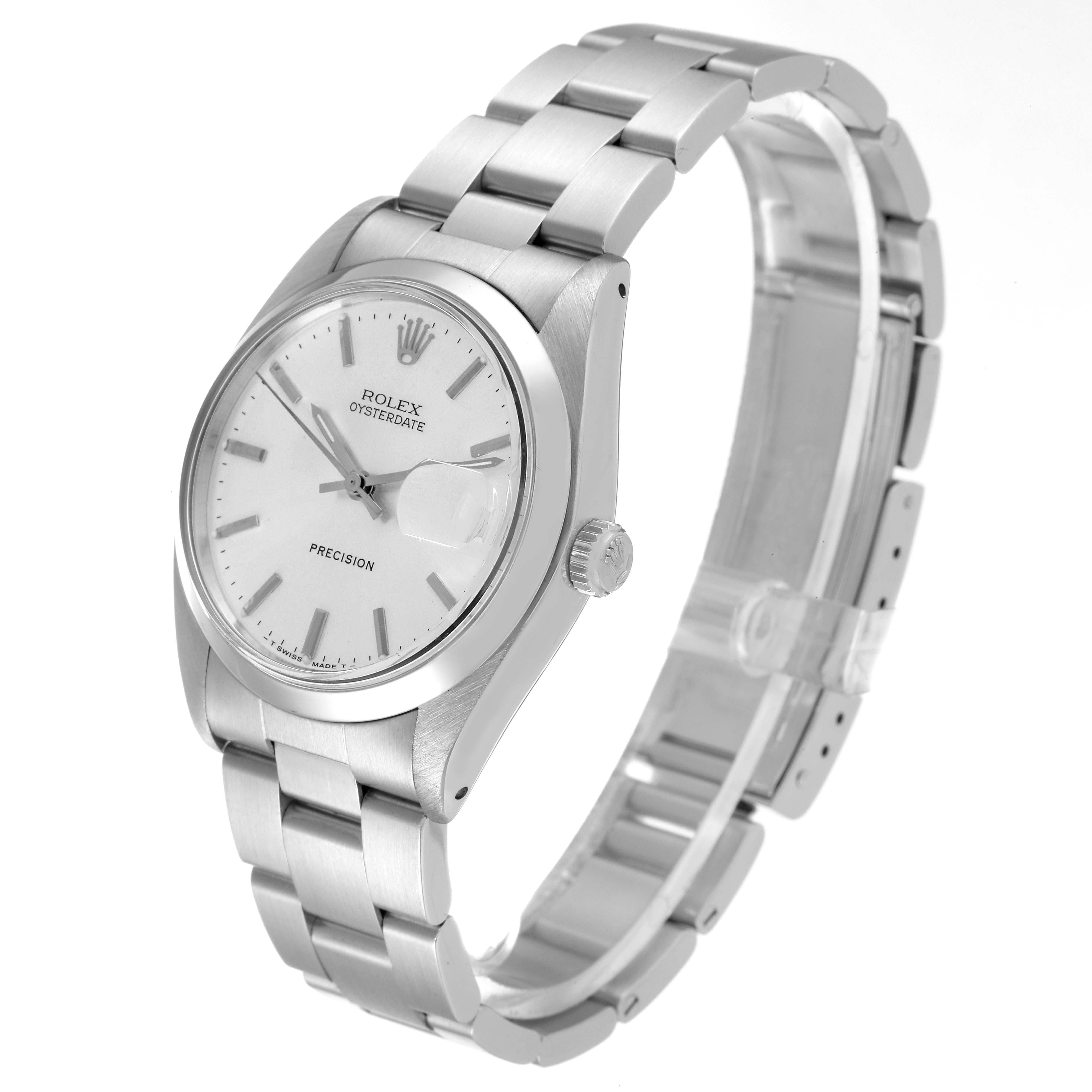 The Rolex Vintage Collection 6694 Men
s Stainless Steel Silver Dial 6694 Men
s Stainless Steel Silver Dial model is shown at a three-quarter angle, highlighting its face and bracelet.