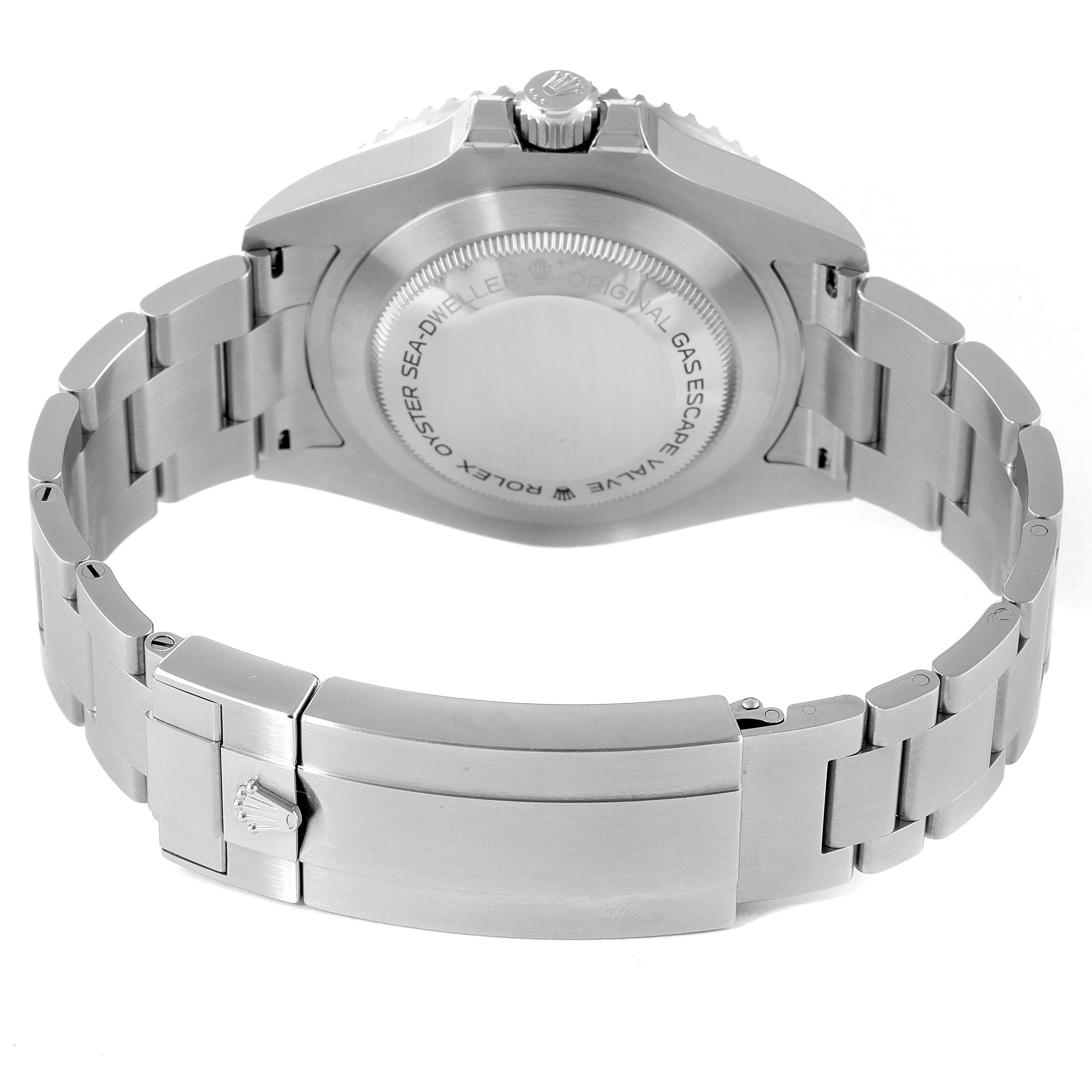 This image shows the back case and bracelet of a Rolex Sea-Dweller 126600 Men
s Stainless Steel Black Dial 126600 Men
s Stainless Steel Black Dial watch from a rear angle.