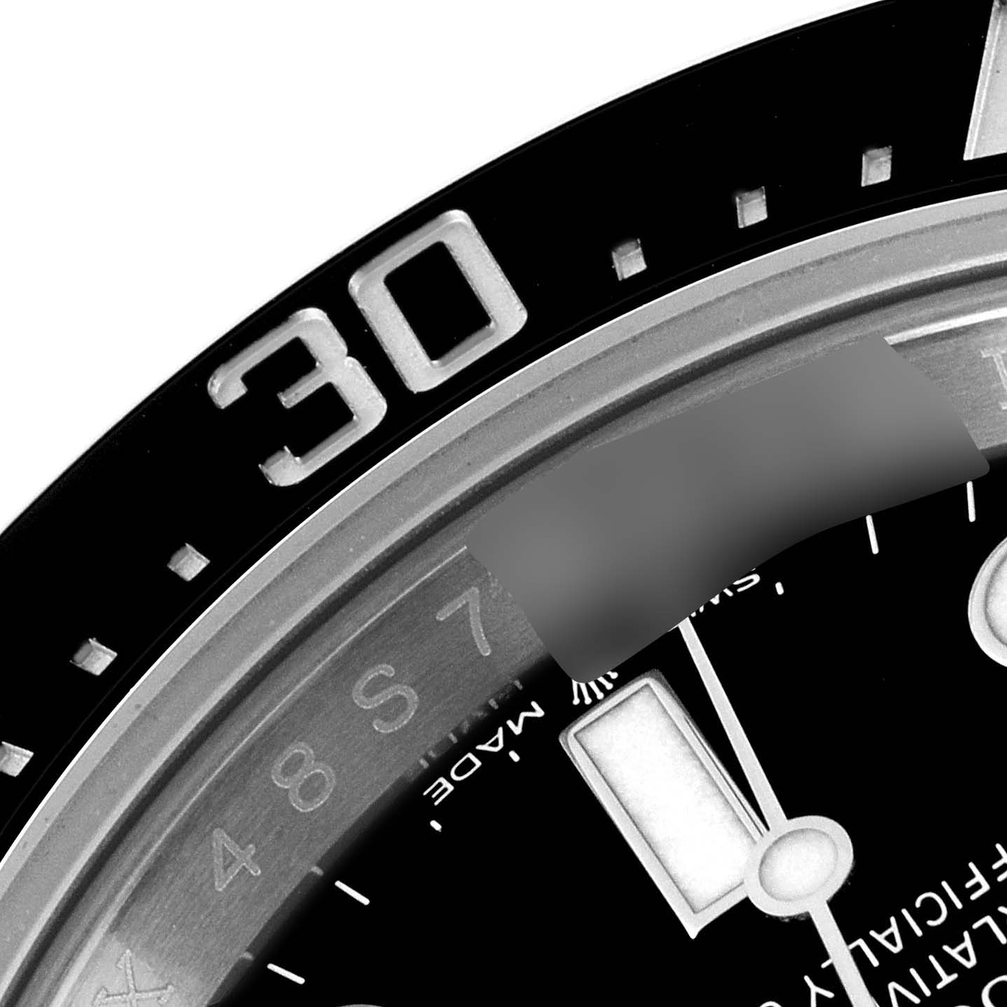 The image shows a close-up of the dial, bezel, and minute hand of the Rolex Sea-Dweller 126600 Men
s Stainless Steel Black Dial 126600 Men
s Stainless Steel Black Dial.
