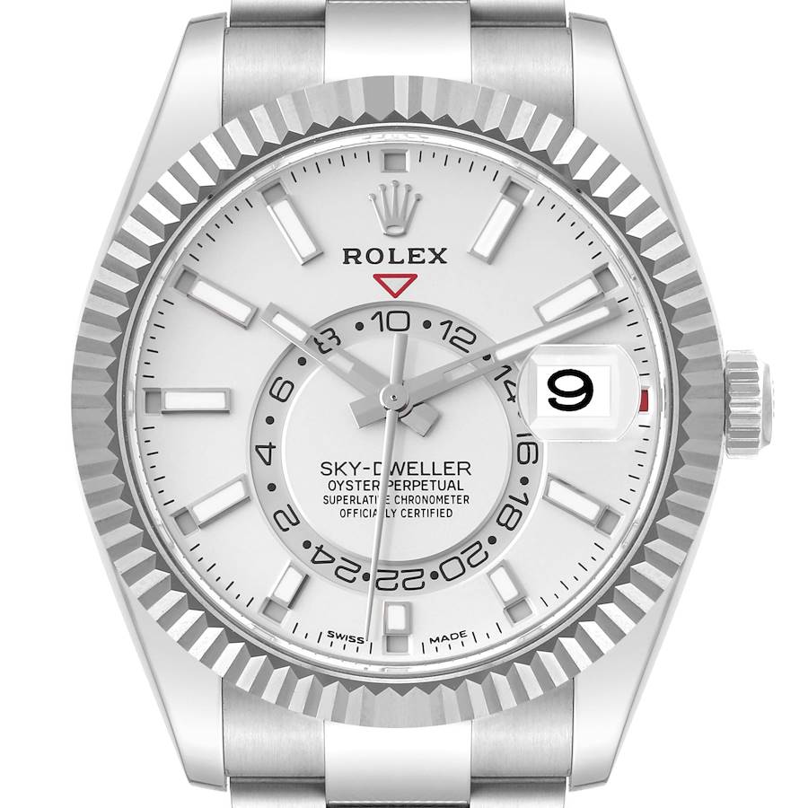 Rolex Sky-Dweller Steel White Gold Mens Watch 326934 Unworn SwissWatchExpo