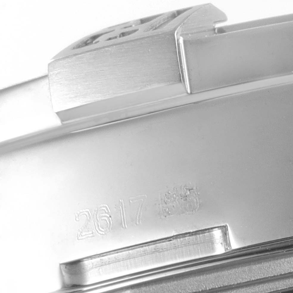 The image shows a close-up of the case side with engraved serial numbers of a Breitling Avenger A3239011-C872-170A Men's Stainless Steel Mother of Pearl Dial A3239011-C872-170A Men's Stainless Steel Mother of Pearl Dial watch.