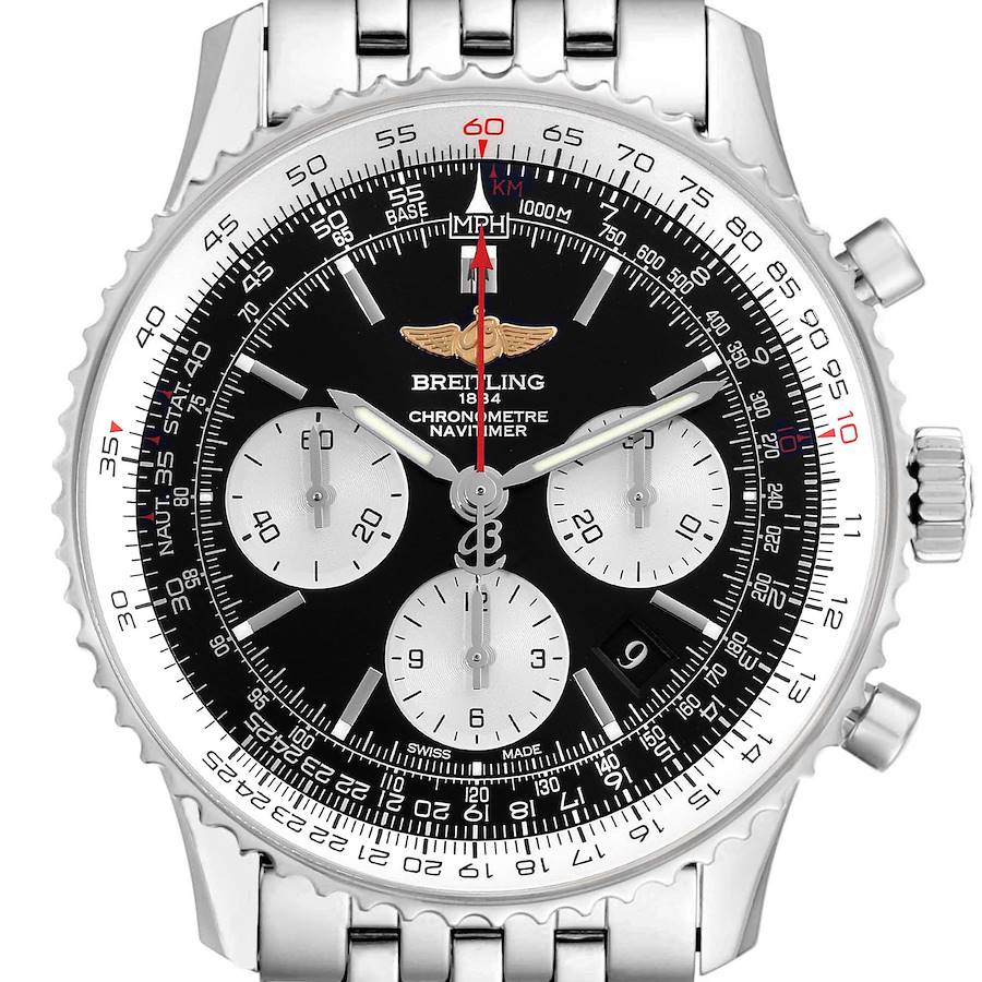 Breitling Navitimer 01 Black Dial Steel Mens Watch AB0120 Card SwissWatchExpo