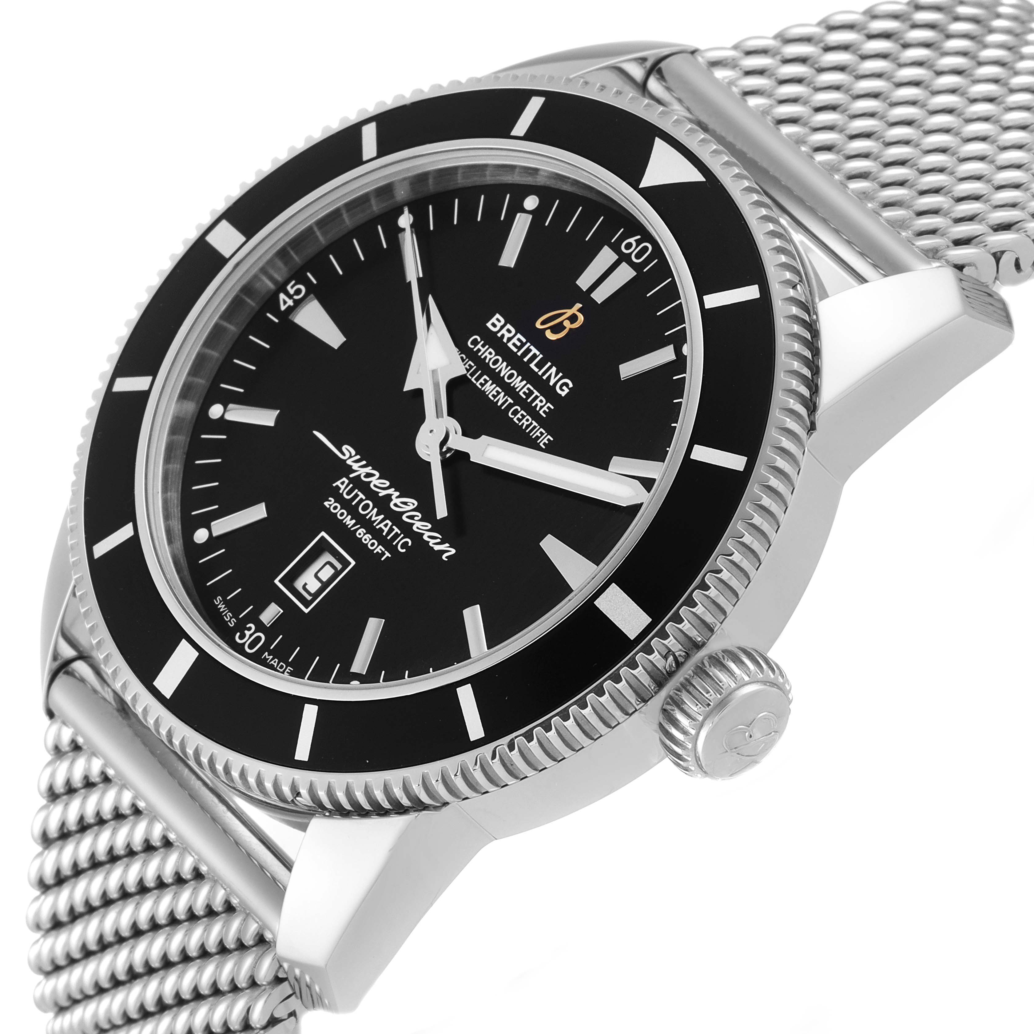 Breitling Superocean Heritage 46mm Black Dial Steel Watch A17320 Box ...