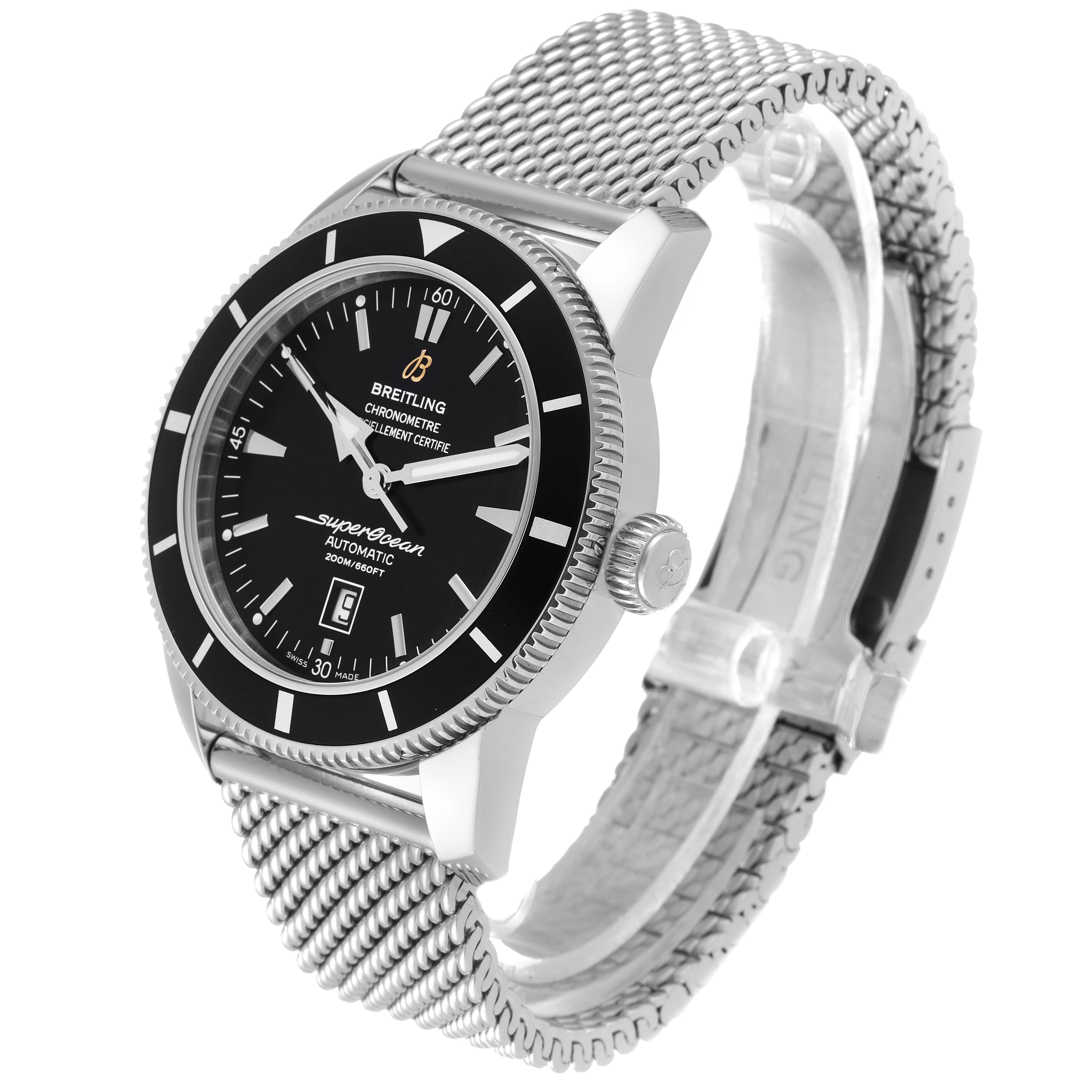 Breitling Superocean Heritage 46mm Black Dial Steel Watch A17320 Box ...