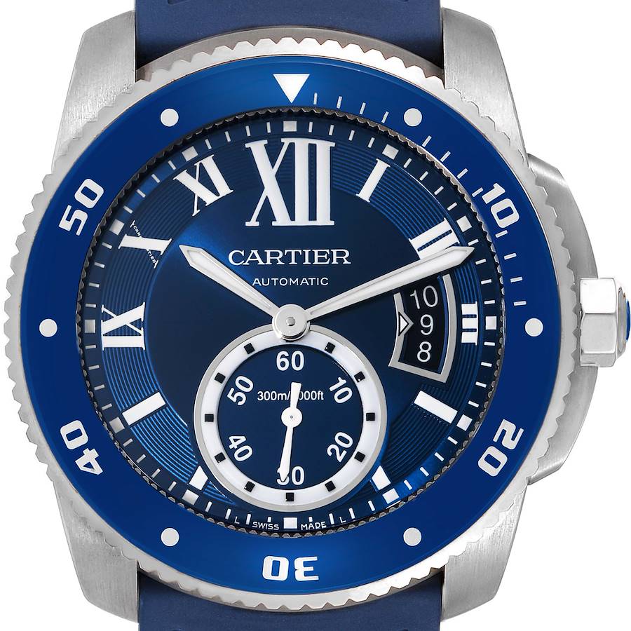 Cartier Calibre Diver Blue Dial Steel Mens Watch WSCA0010 SwissWatchExpo