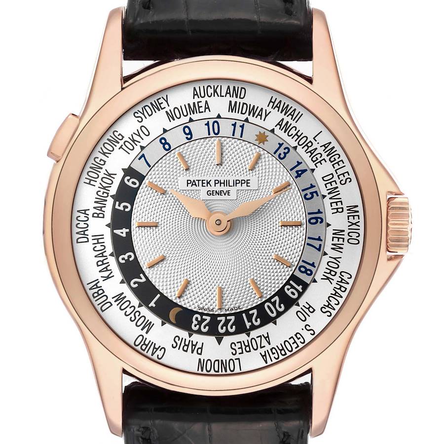 Patek Philippe World Time Automatic Silver Dial Rose Gold Mens Watch 5110 SwissWatchExpo