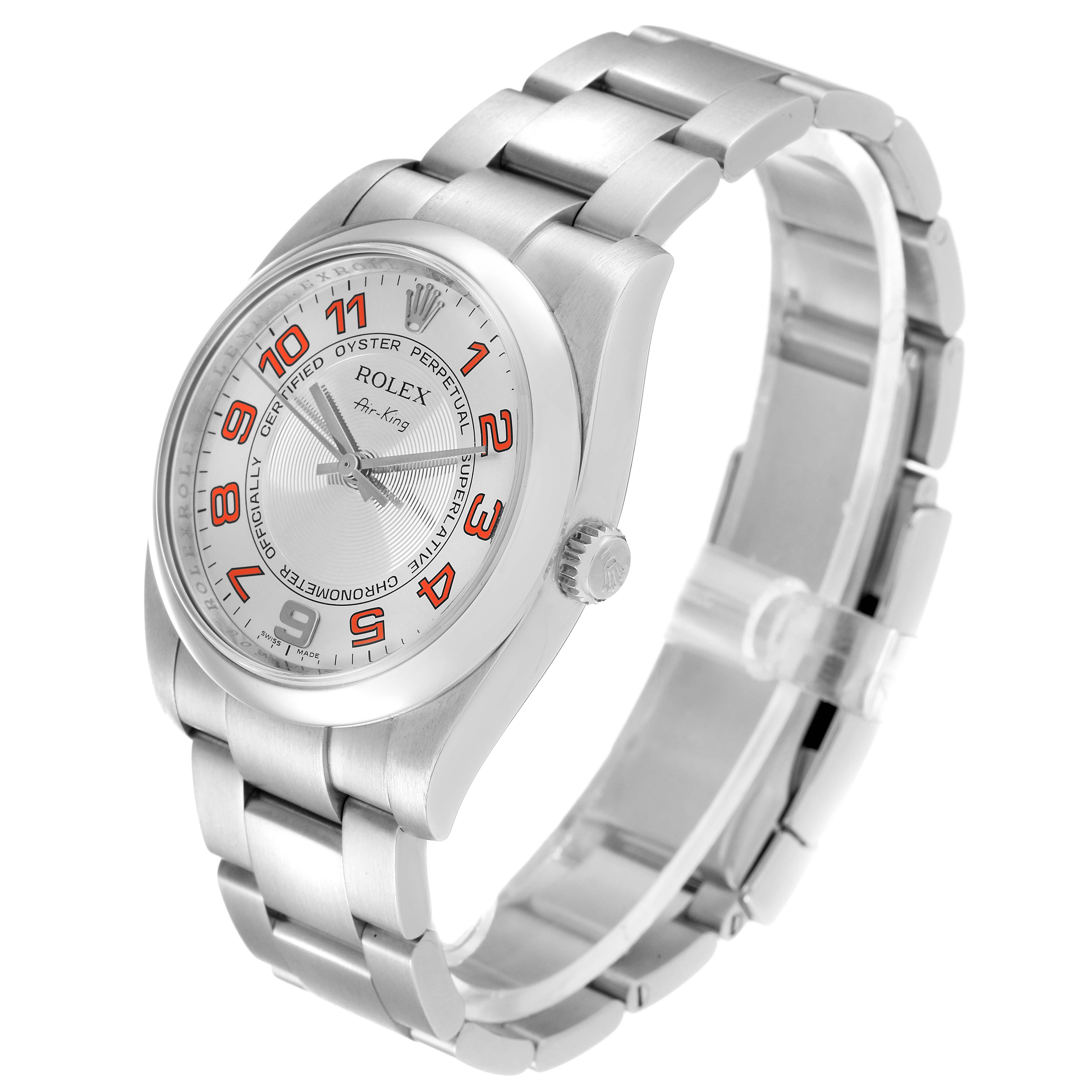 Rolex Air King Concentric Silver Orange Dial Mens Watch 114200 ...