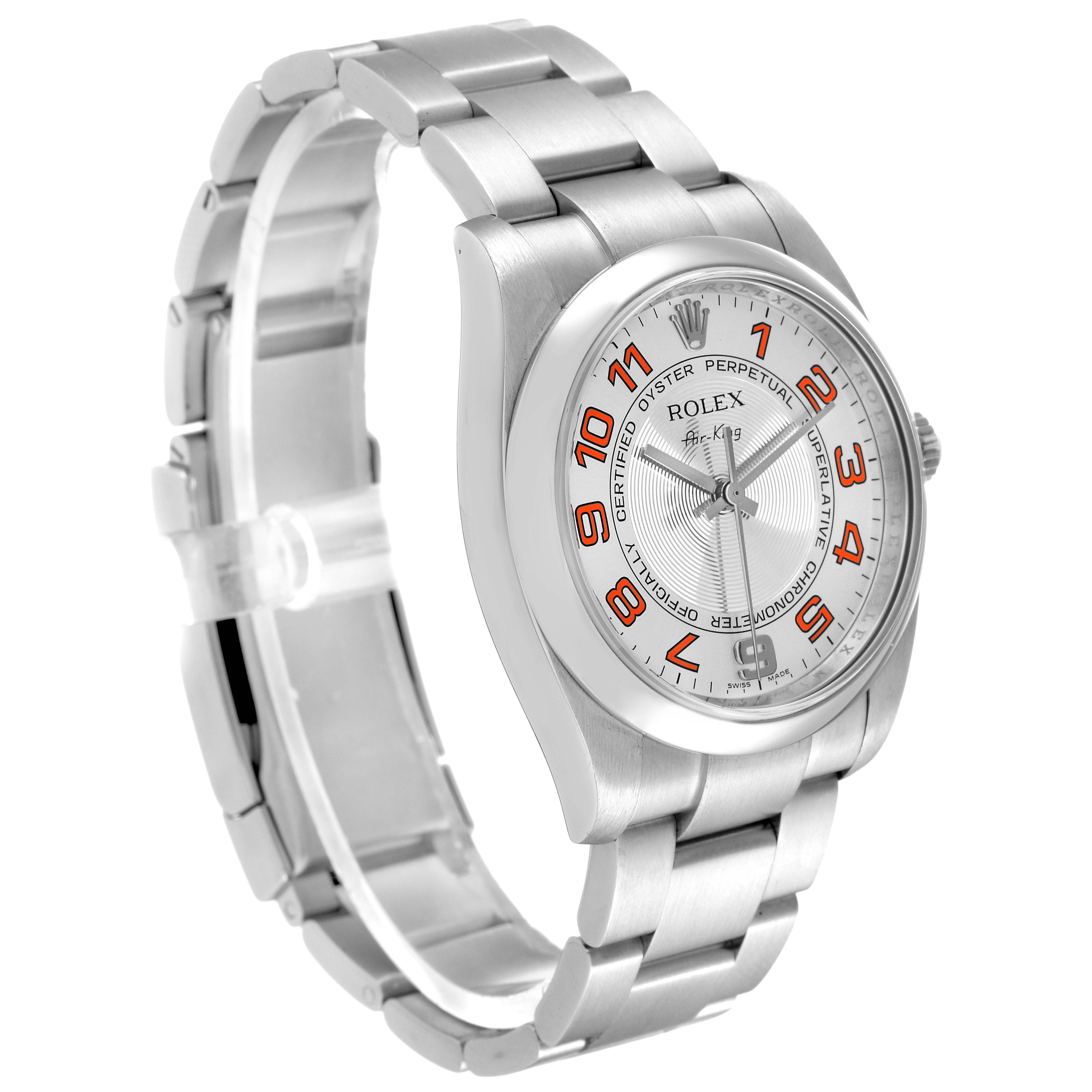 Rolex Air King Concentric Silver Orange Dial Mens Watch 114200 ...