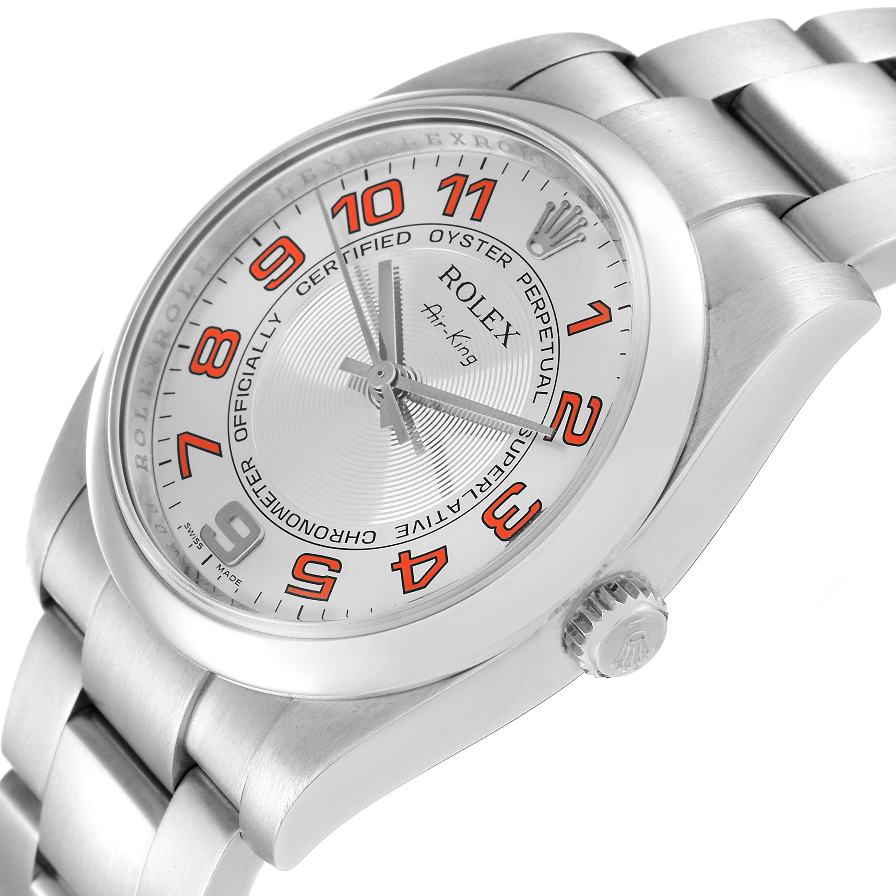 Rolex Air King Concentric Silver Orange Dial Mens Watch 114200 ...