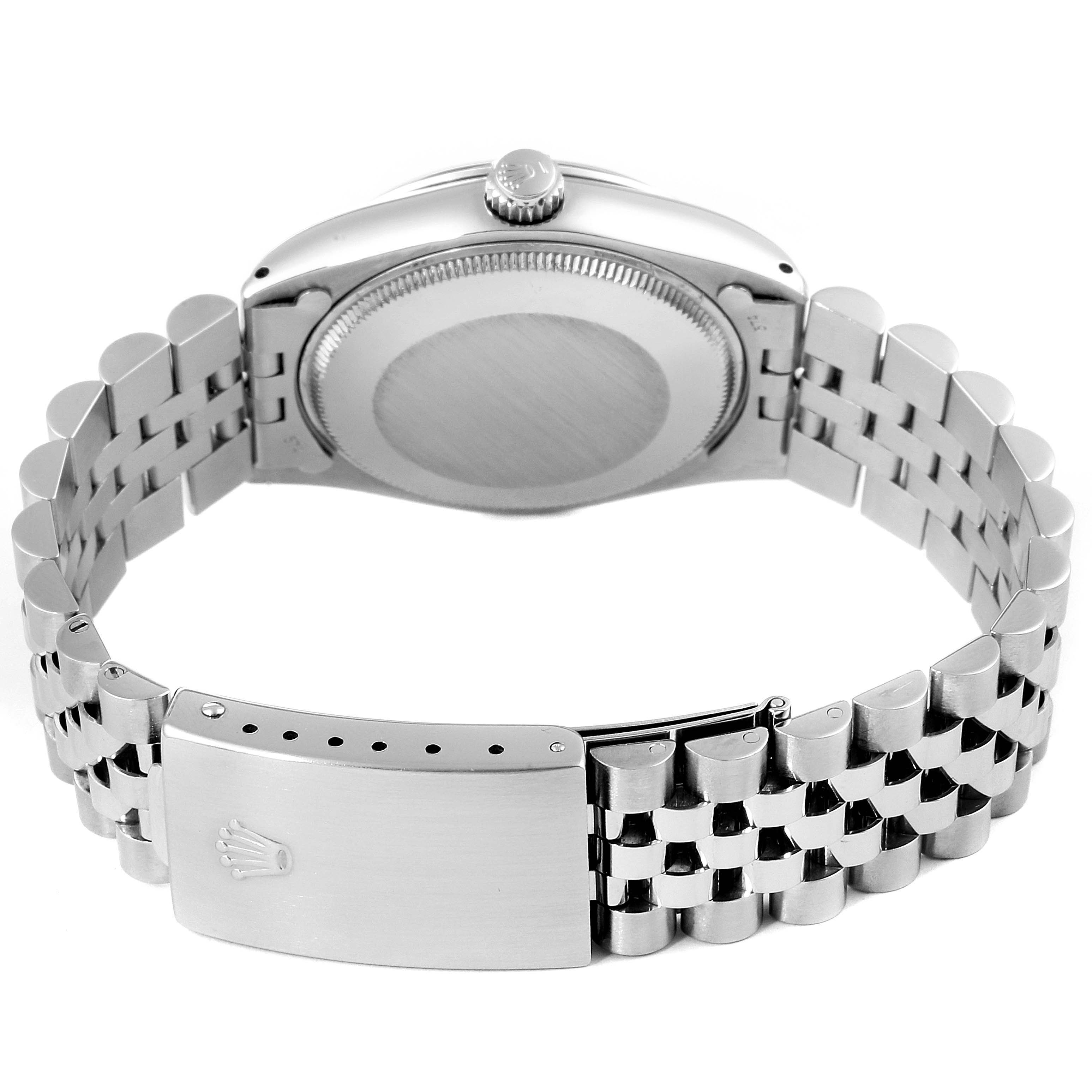 The image shows the back and clasp of a Rolex Vintage Collection 5500 Men's Stainless Steel Silver Dial 5500 Men's Stainless Steel Silver Dial watch with a Jubilee bracelet.