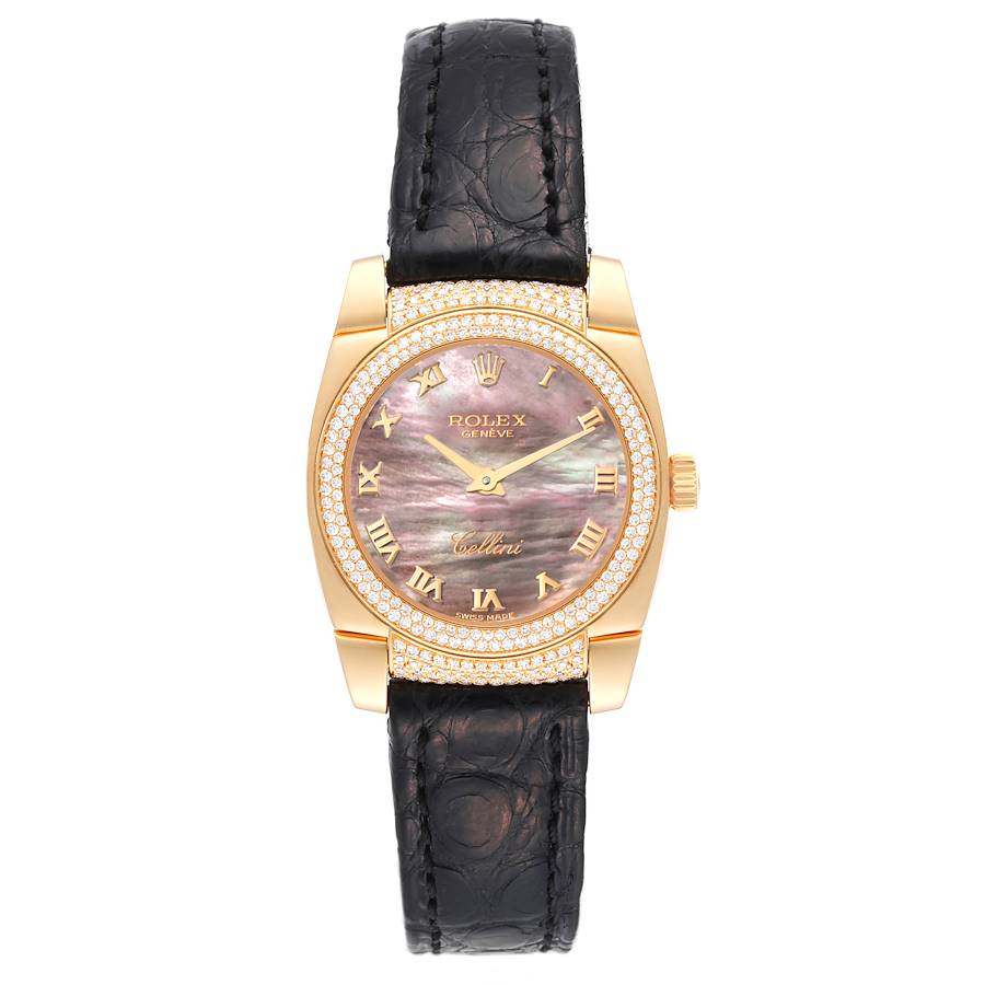 Rolex Cellini Cestello Yellow Gold Mother of Pearl Diamond Ladies Watch 6311